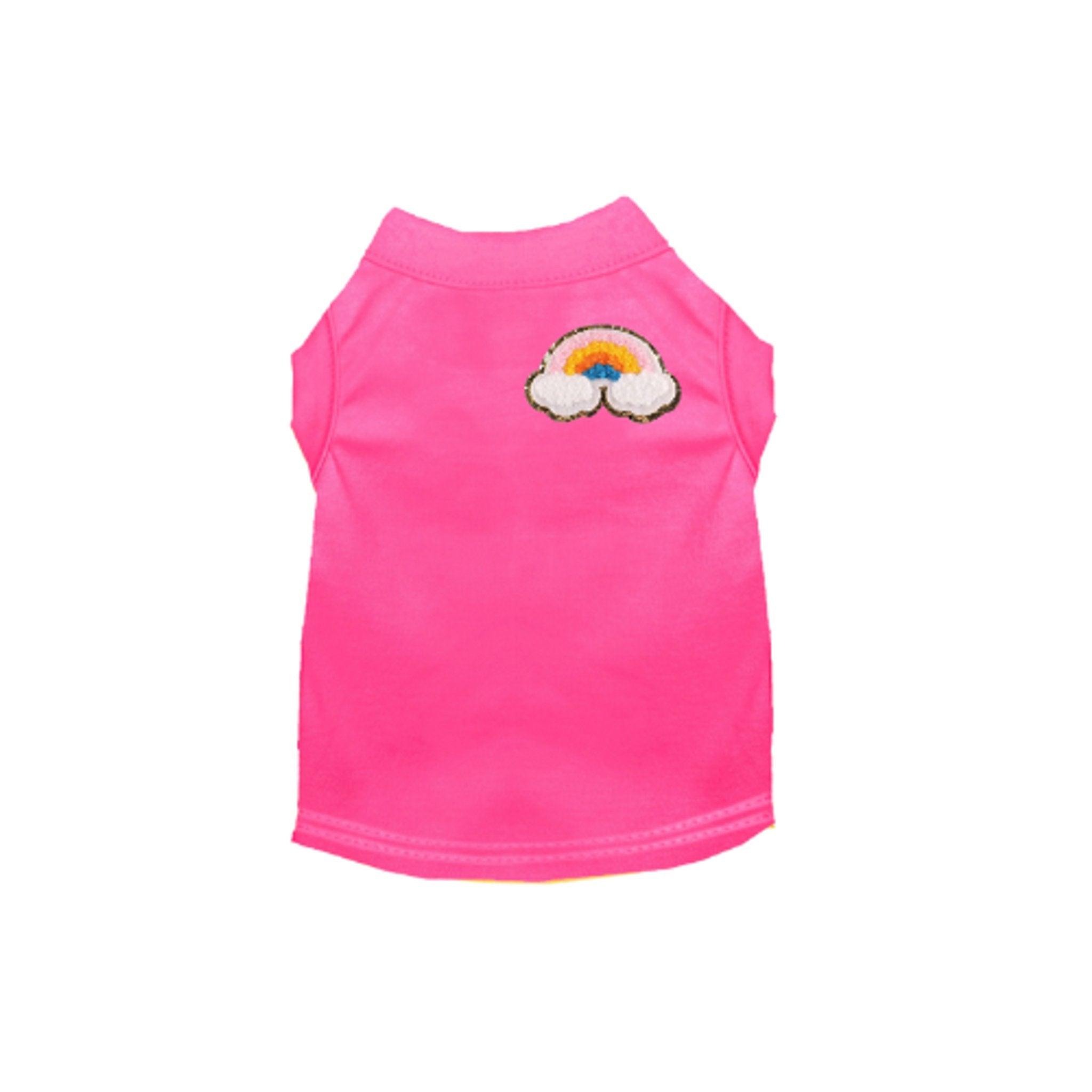 Vestido sin mangas bordado de chenilla arcoíris para perros