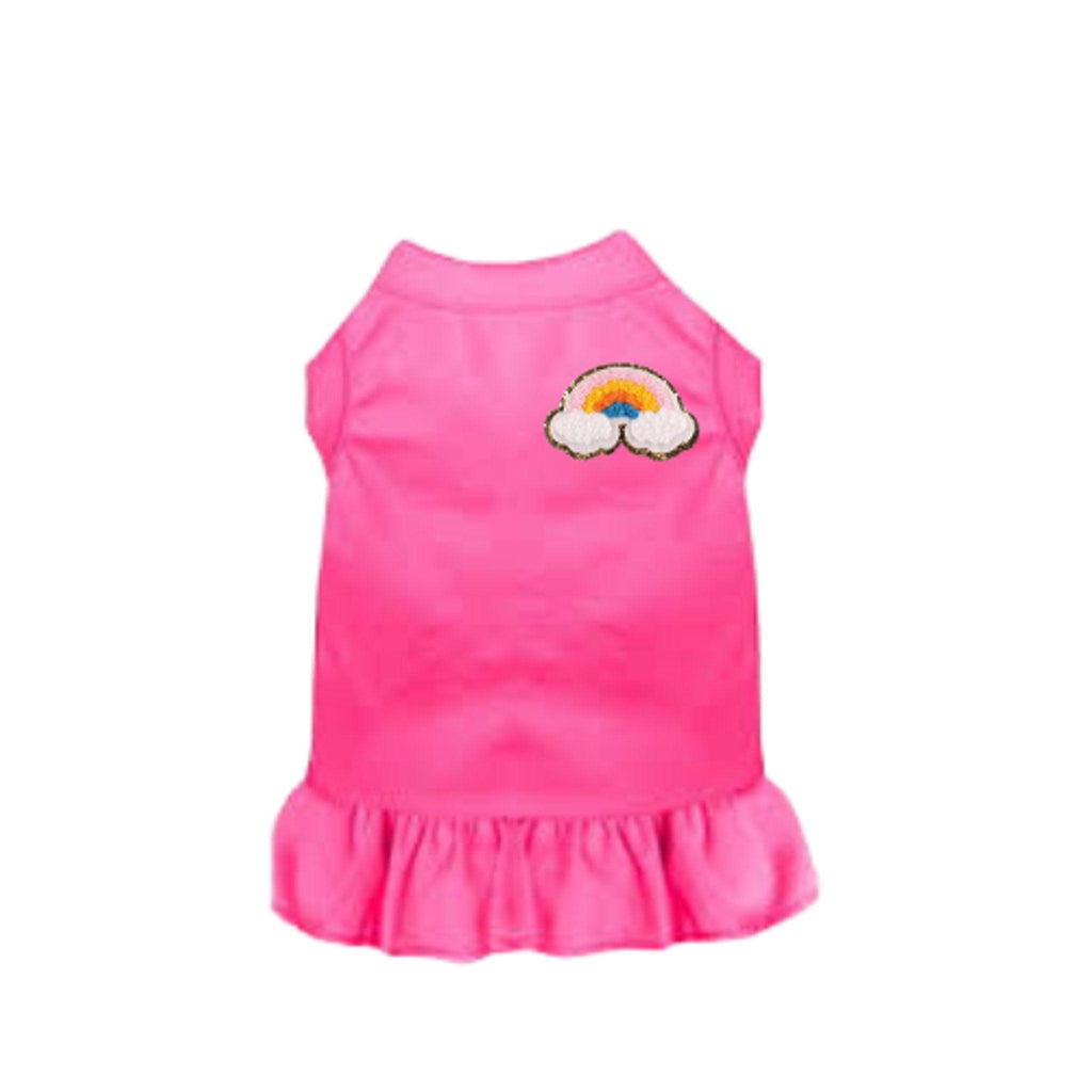 Vestido sin mangas bordado de chenilla arcoíris para perros
