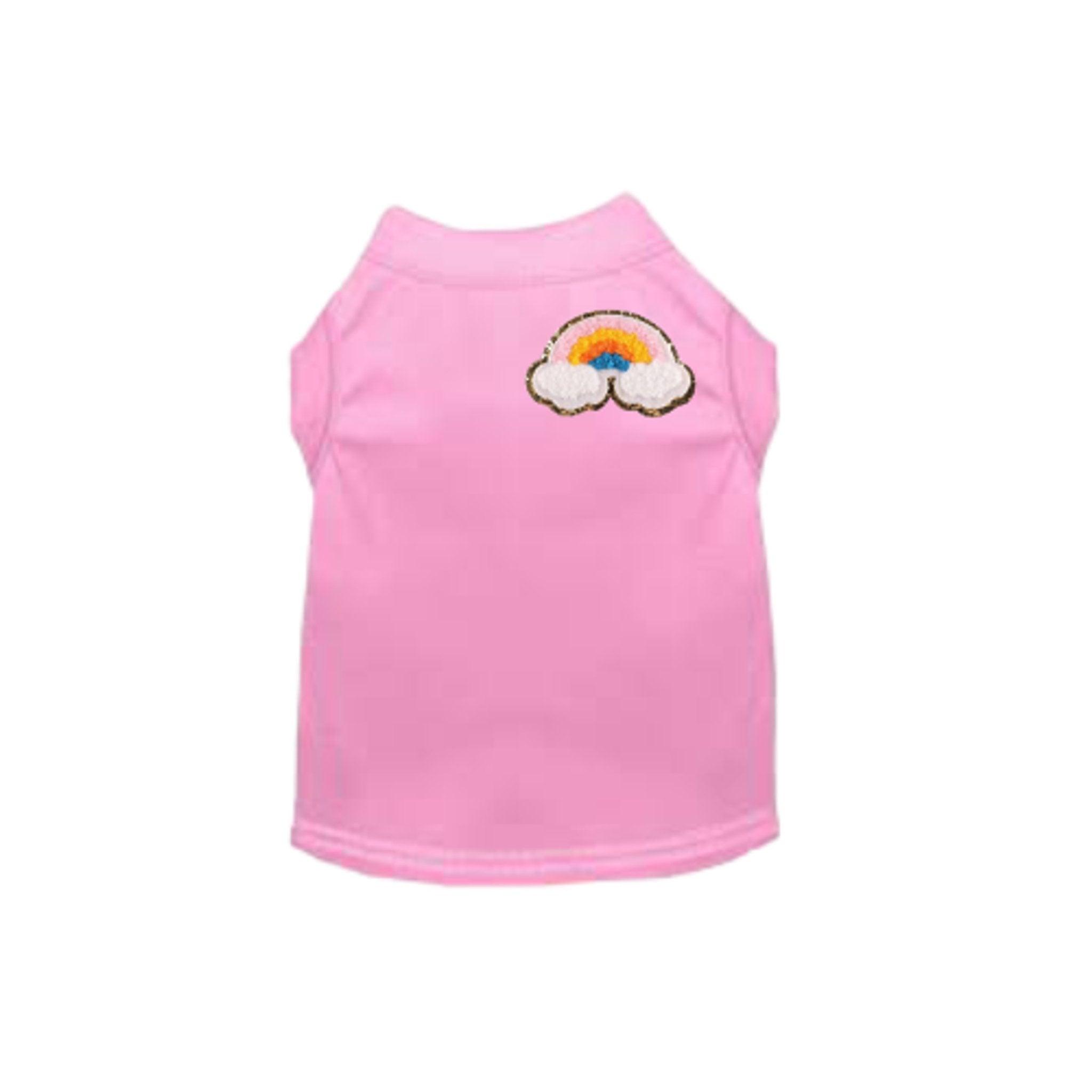 Vestido sin mangas bordado de chenilla arcoíris para perros