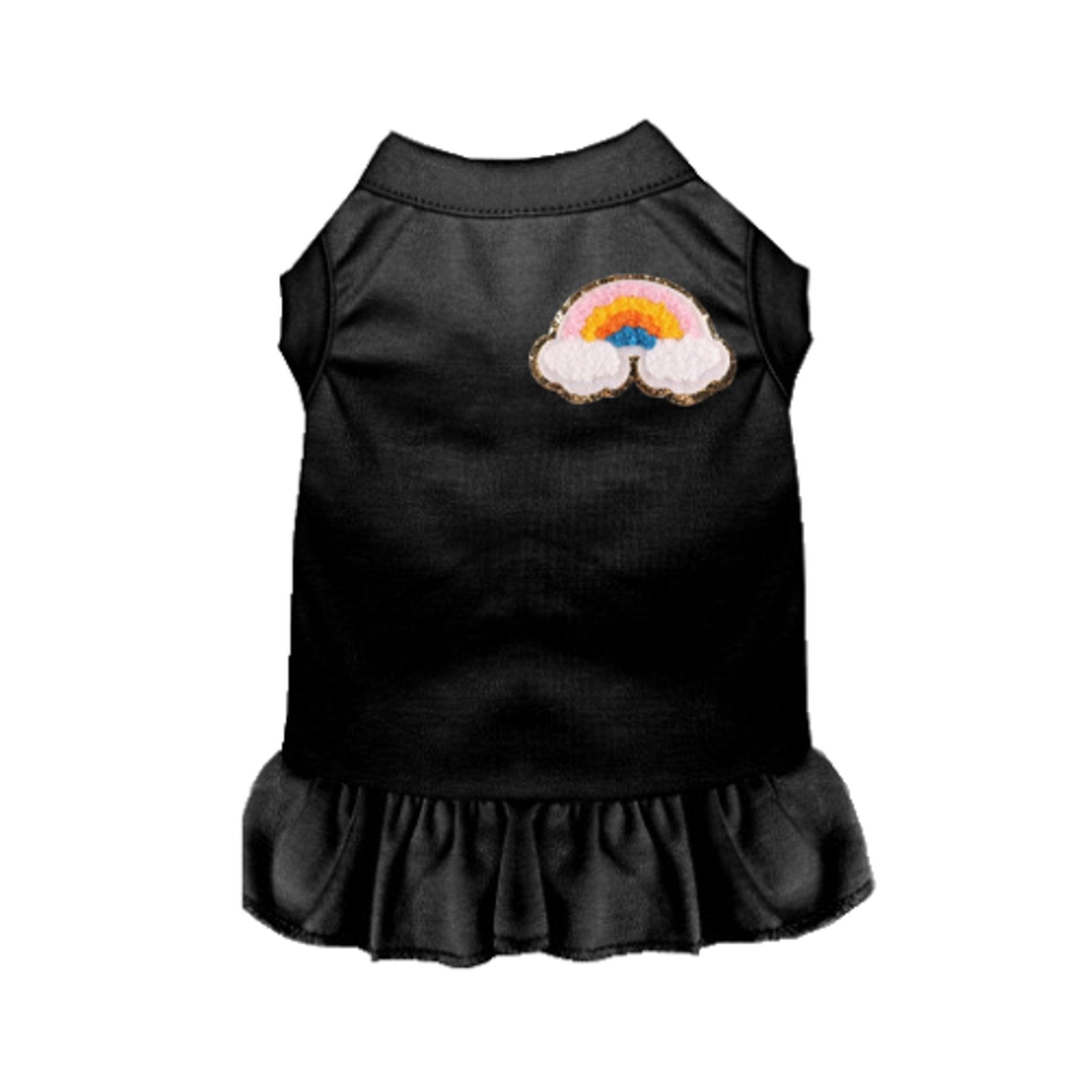 Vestido sin mangas bordado de chenilla arcoíris para perros