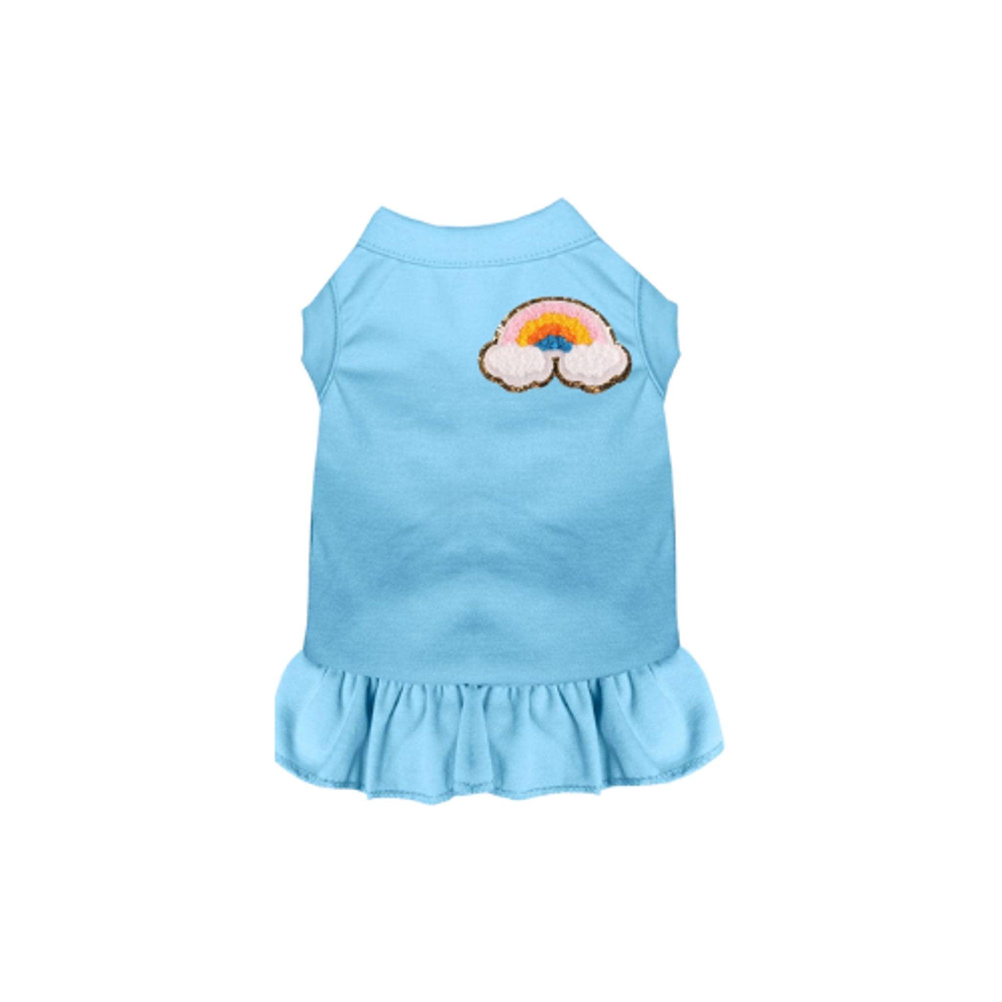 Vestido sin mangas bordado de chenilla arcoíris para perros